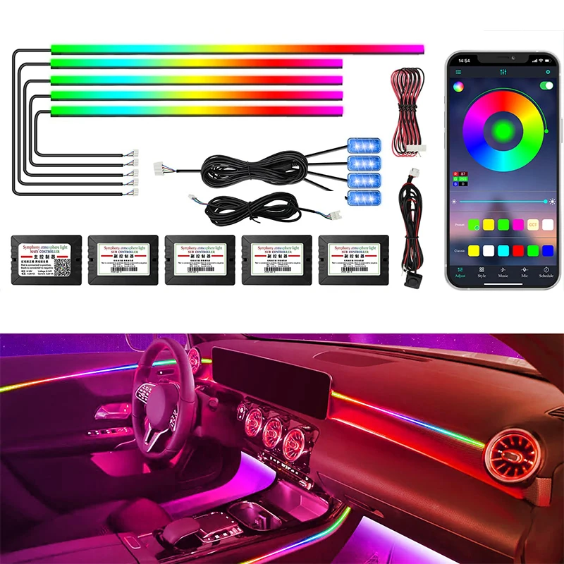 

For 2022 Honda INSPIRE Colorful Acrylic Car Ambient Lights App Control Led Neon Accessories Auto Interior lighting Lamps 18 in 1