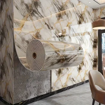 1 Roll Marble Thick Foam Bedroom Wallpaper Imitation Tile Self-Adhesive Bathroom Waterproof Wall Sticker Living Room Decoration 1
