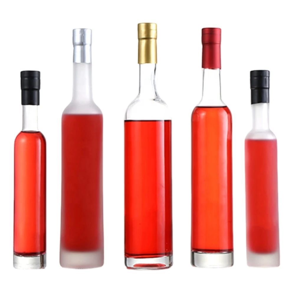 1pcs-kit Tall and Thin Cork Top Ice Wine Bottles 375ml 500ml 750ml Clear Gin Vodka Ice Wine Glass Bottle with Heavy Bottom 3