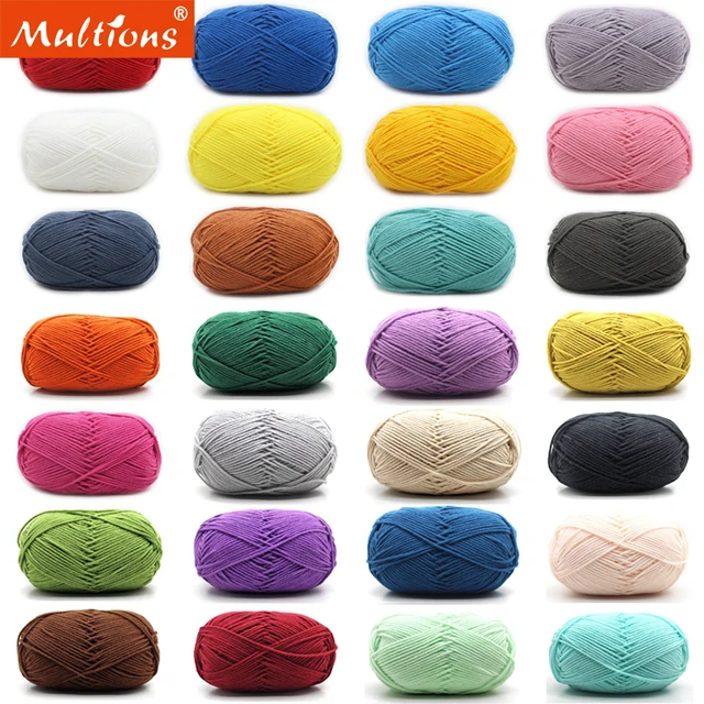 Fil de laine à tricoter en coton, 50g, 4 plis, teint au Crochet, artisanat,  pull, chapeau