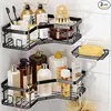 3 - Pack Black Corner Shower Caddy Organizer. Shelves Storage Rack for Bathroom Countertop. Ideal for Home Decor 1
