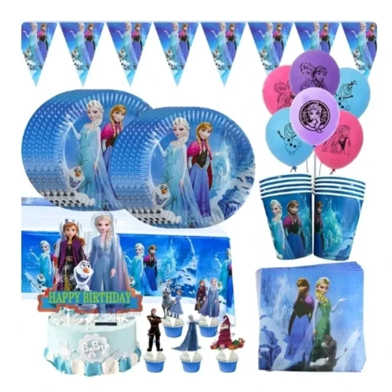 Birthday Party Supplies Disney Frozen Birthday Party Elsa Anna Disposable Tableware Paper Cups Napkins