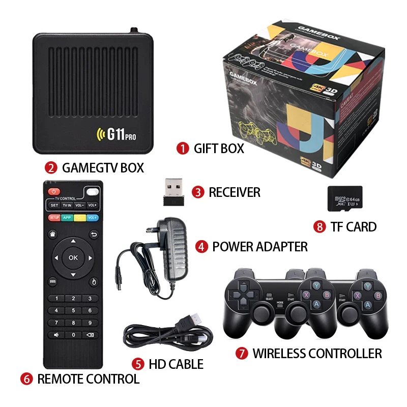 G11 Pro Game Box 4K HD TV Game Stick, consola de videojuegos 128G integrada, más de 40000 juegos Retro, mando inalámbrico portátil