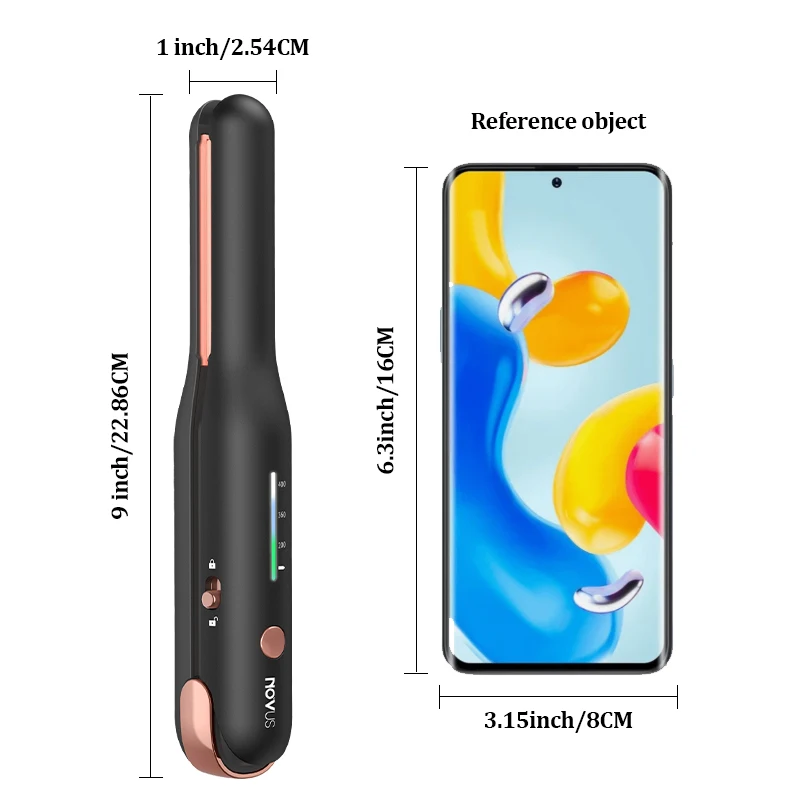 NOVUS Portable Cordless Hair Straightener and Curler
