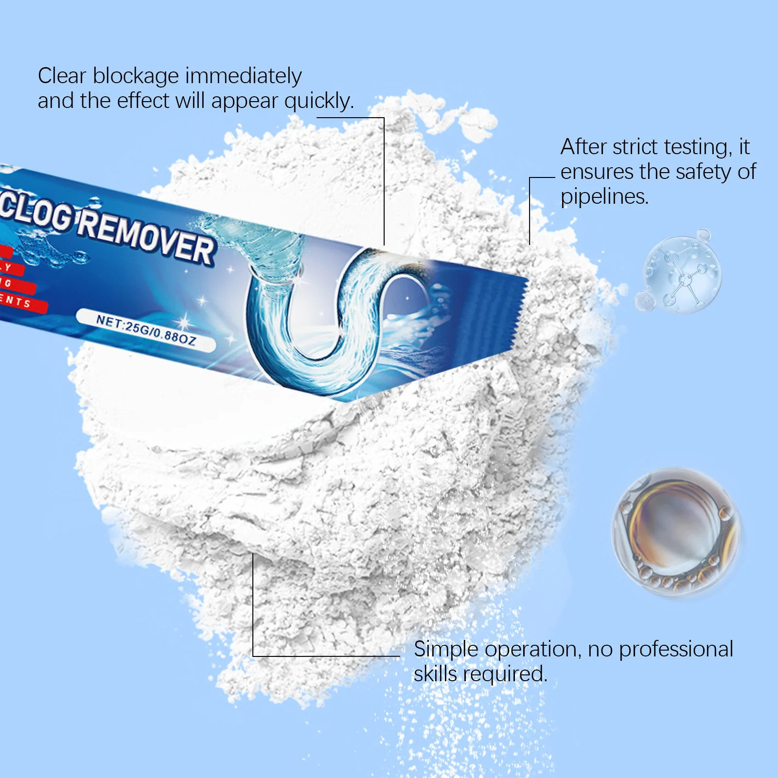 Jakehoe 25gx6 Pipe Dredging Powder Drain Cleaner Deodorant Sewer Cleaning Remove Odor Lasting Aroma Pipe Clog Remover Powder