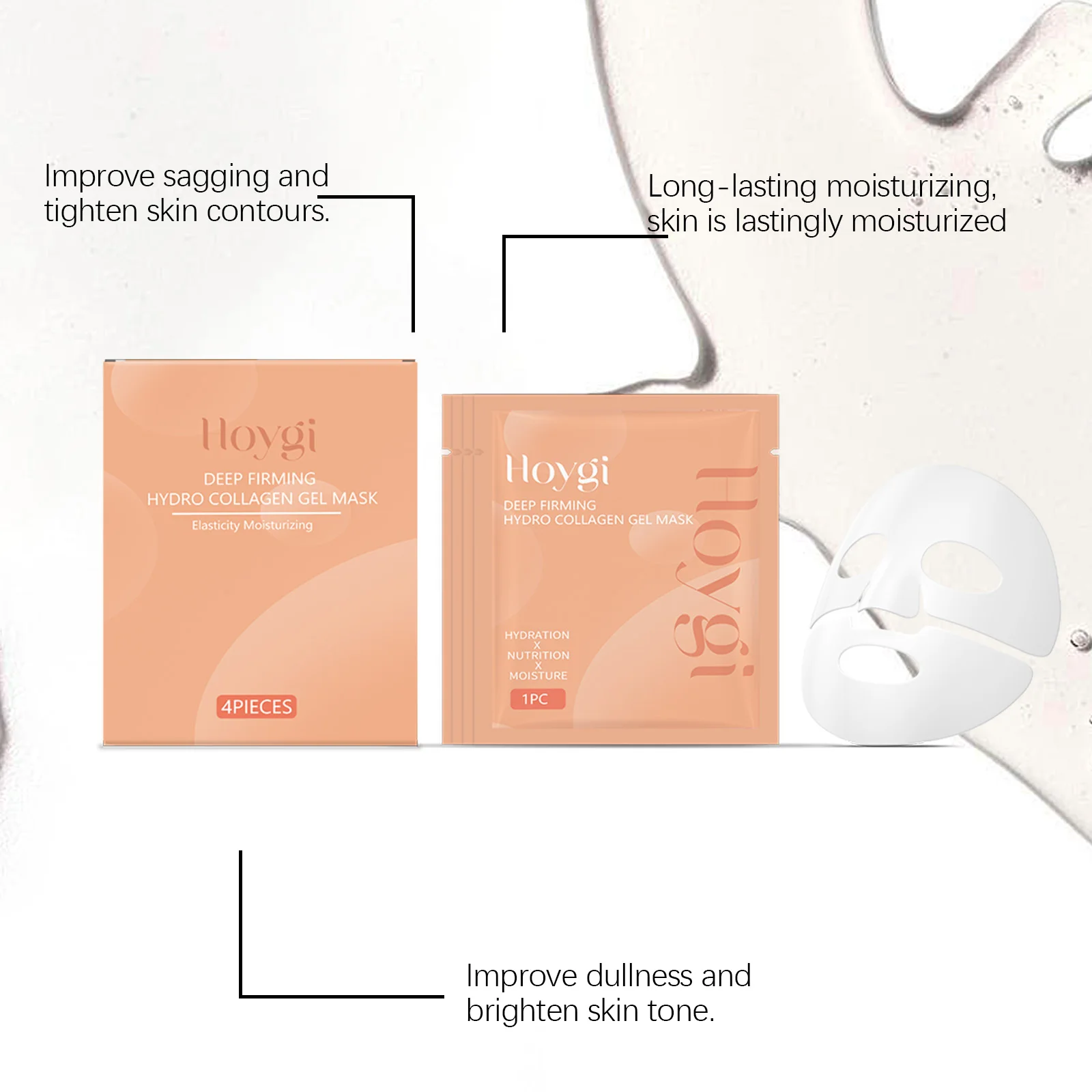 Hoygi Collagen Face Mask Lasting Hydrating Enhance Skin Elasticity Improve Smoothness Reduce Redness Soothing Face Care Mask
