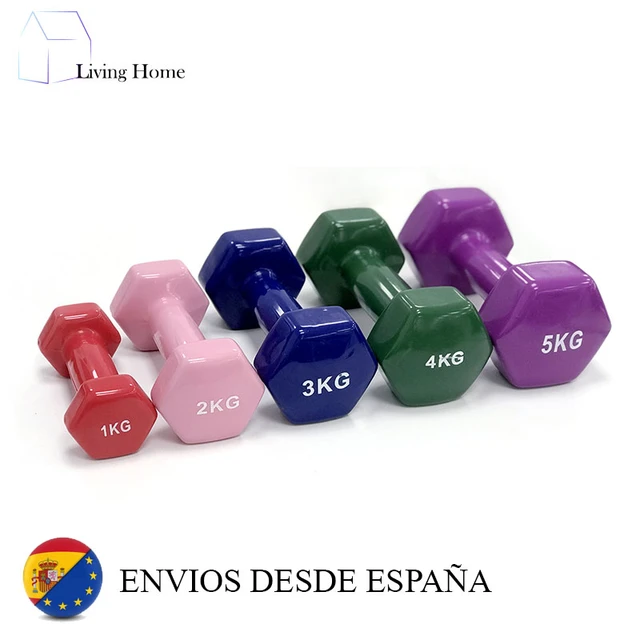 Haltères aerobic fitness vinyl hexagonales 0.5 kg à 5kg