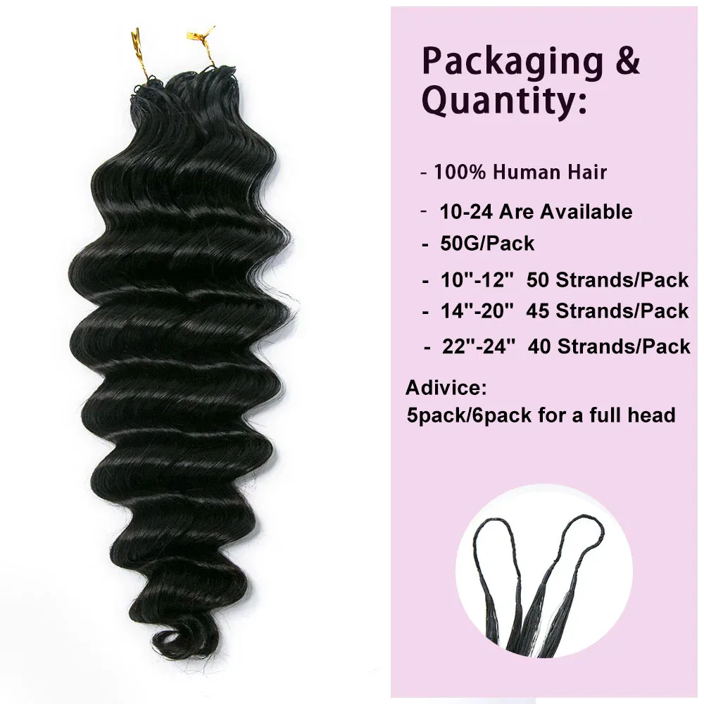 Loose Deep Wave Miracle Knots Crochet Hair For Braiding Boho Braids Raw 100% Human Hair Extensions Feathered Human Crochet Hair 5