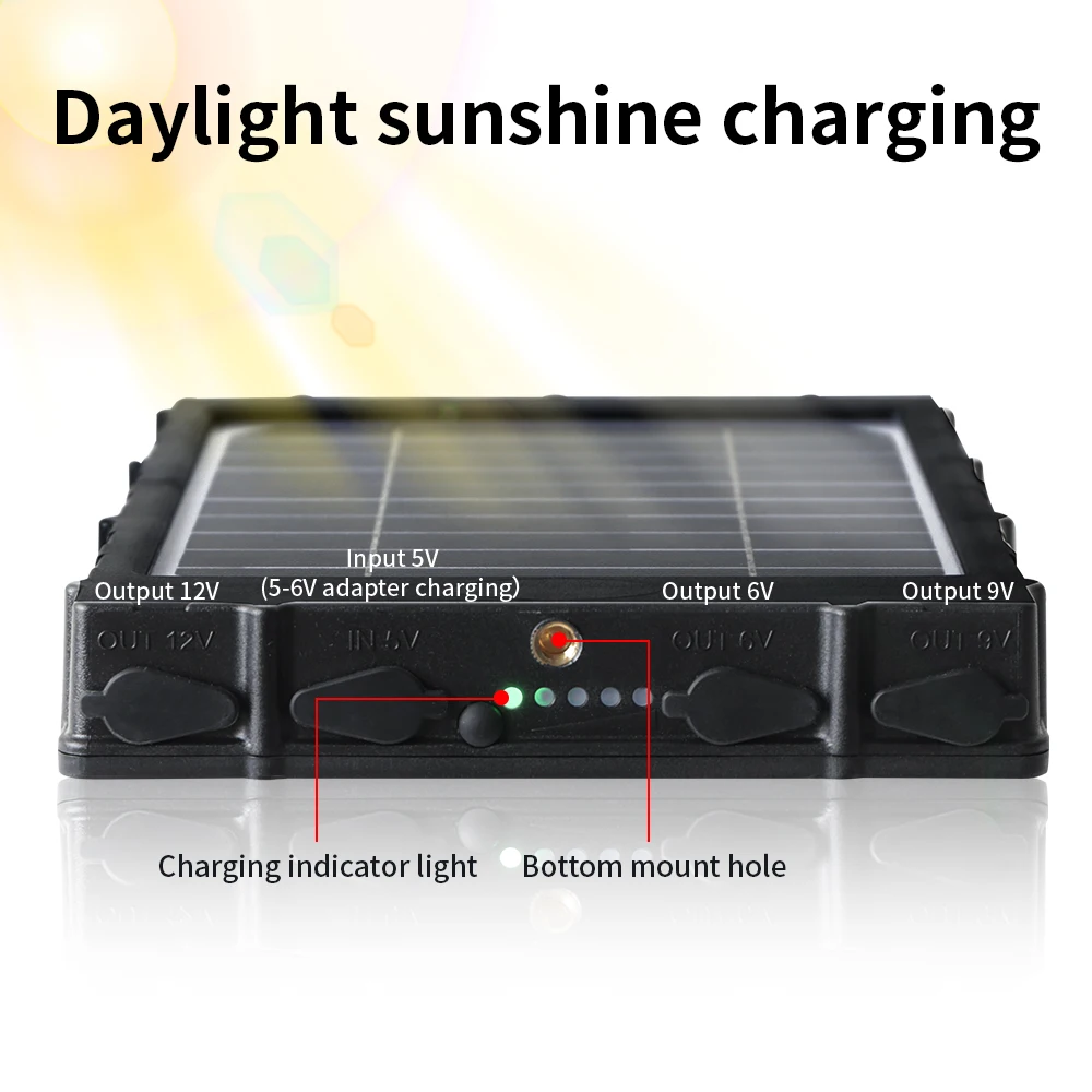WG8000 Hunting Trail Cameras Solar Panel Charger 6v/9v/12v 8000mAh for feeder kit forest Game Cameras 1.7mm/DC2.1mm/USB Adapter hunting trail camera,trail camera,solar battery charger