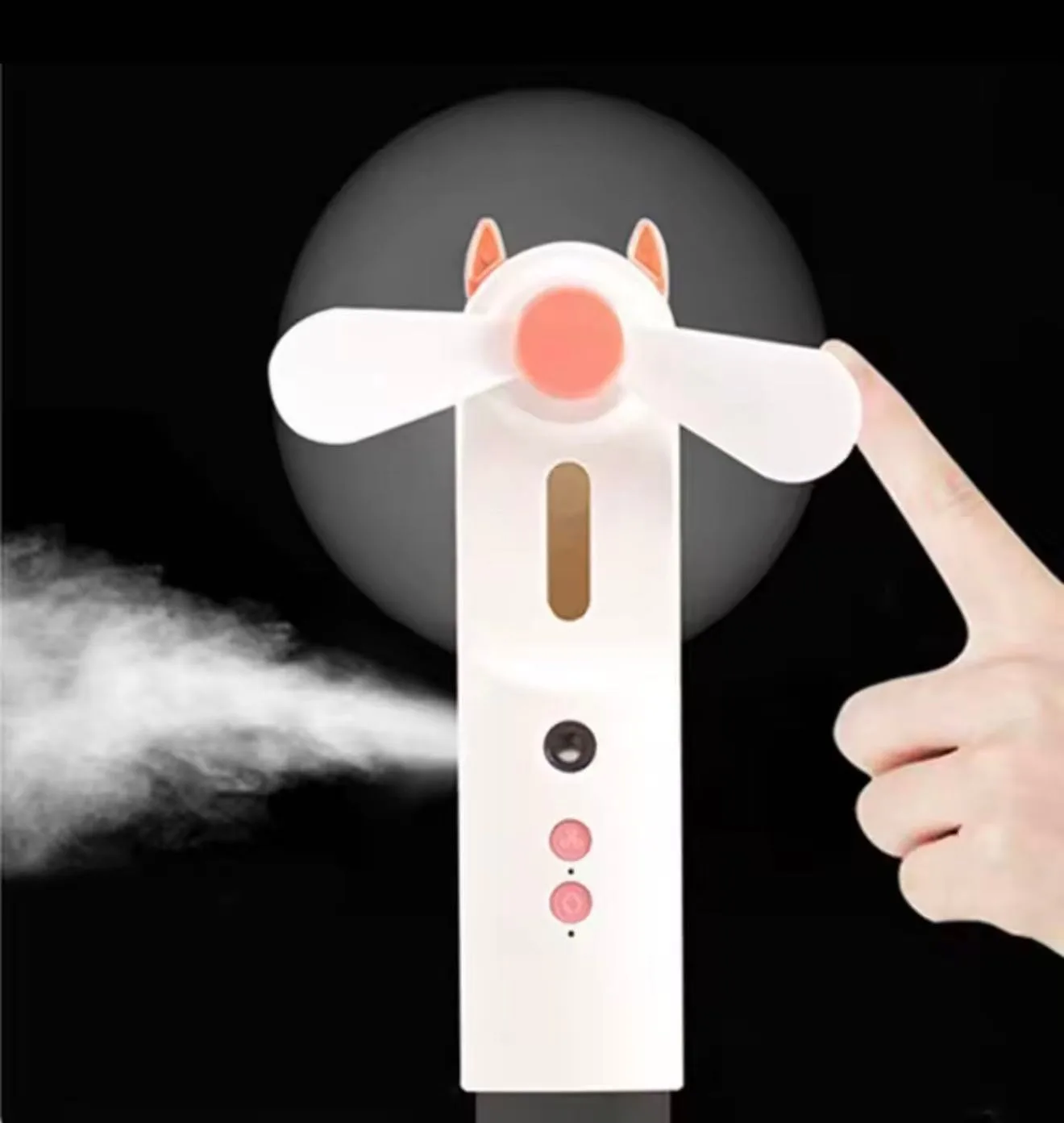 Mini ventilador humidificador portátil, recargable por Usb, ventilador de refrigeración por nebulización de agua para viajes al aire libre, deportes, hoja Abs ligera silenciosa