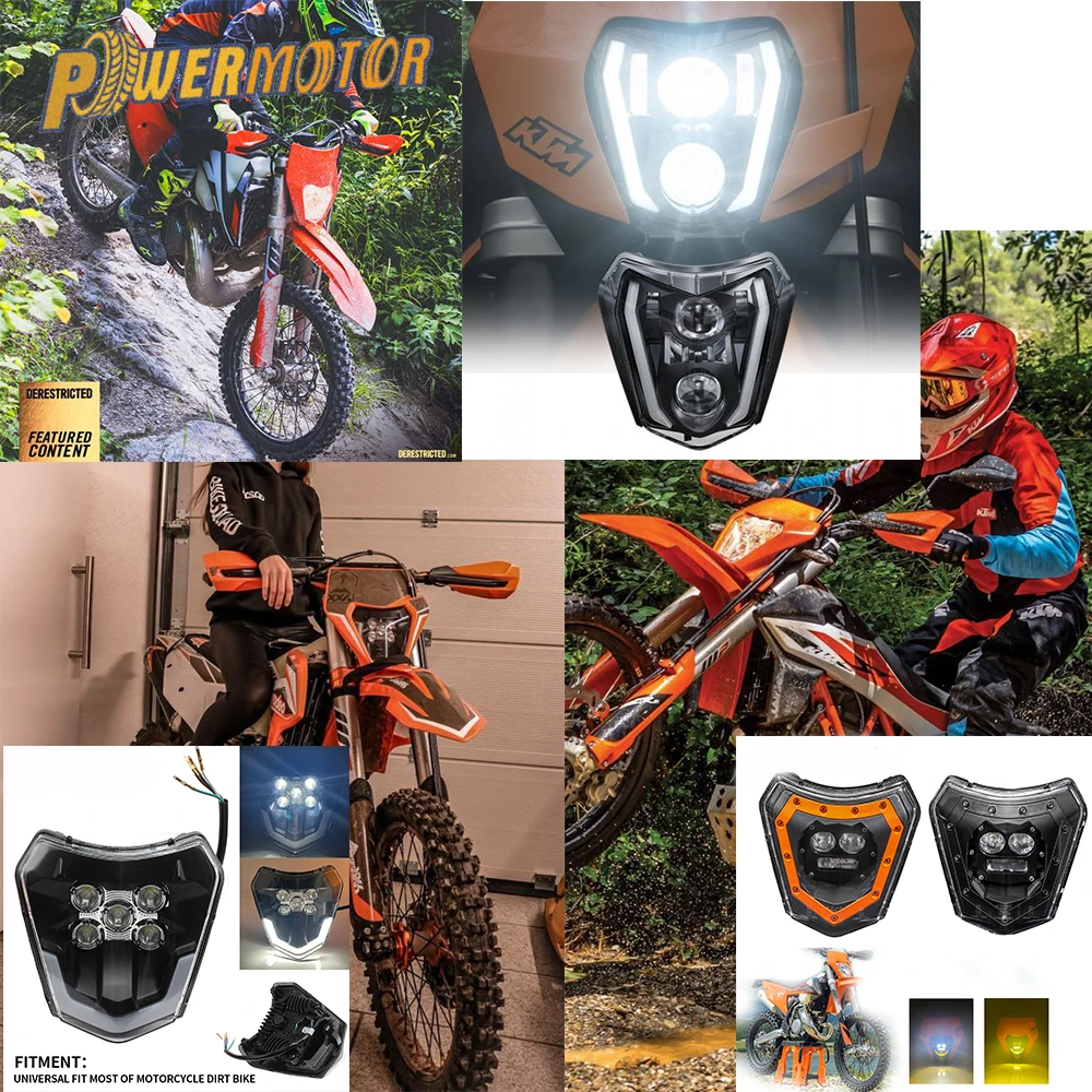 「KTM EXC/XC/SX系 150〜530cc LEDヘッドランプ」 モトクロスledヘッドライトenduroダートヘッドランプ12v ktm exc
