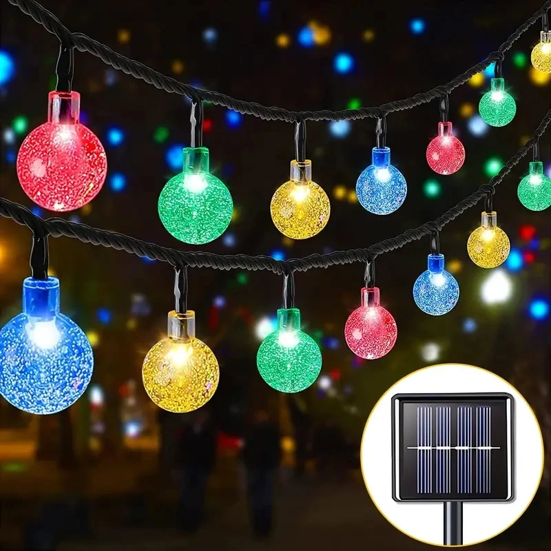 5M/6.5M Waterproof Solar Bubble Ball Light String Lights Outdoor Crystal Ball String Light GardenParty Decoration
