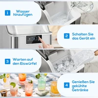 Machine à glaçons 20 kg/24h, compacte, avec réservoir d'eau de 2,1 L, minuterie et nettoyage automatique, silencieuse 46 dB, pour fêtes, maison mobile, bar, en acier inoxydable, argent, 33,5x24x39 cm 5