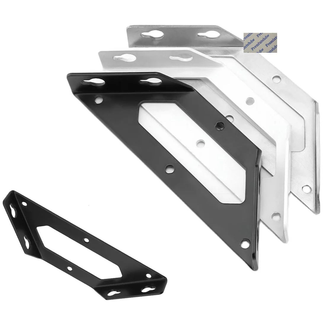 4Pcs Stainless Steel Triangle Corner Brace Bracket Shelf Supports Bed Chair Connecting Matte Black