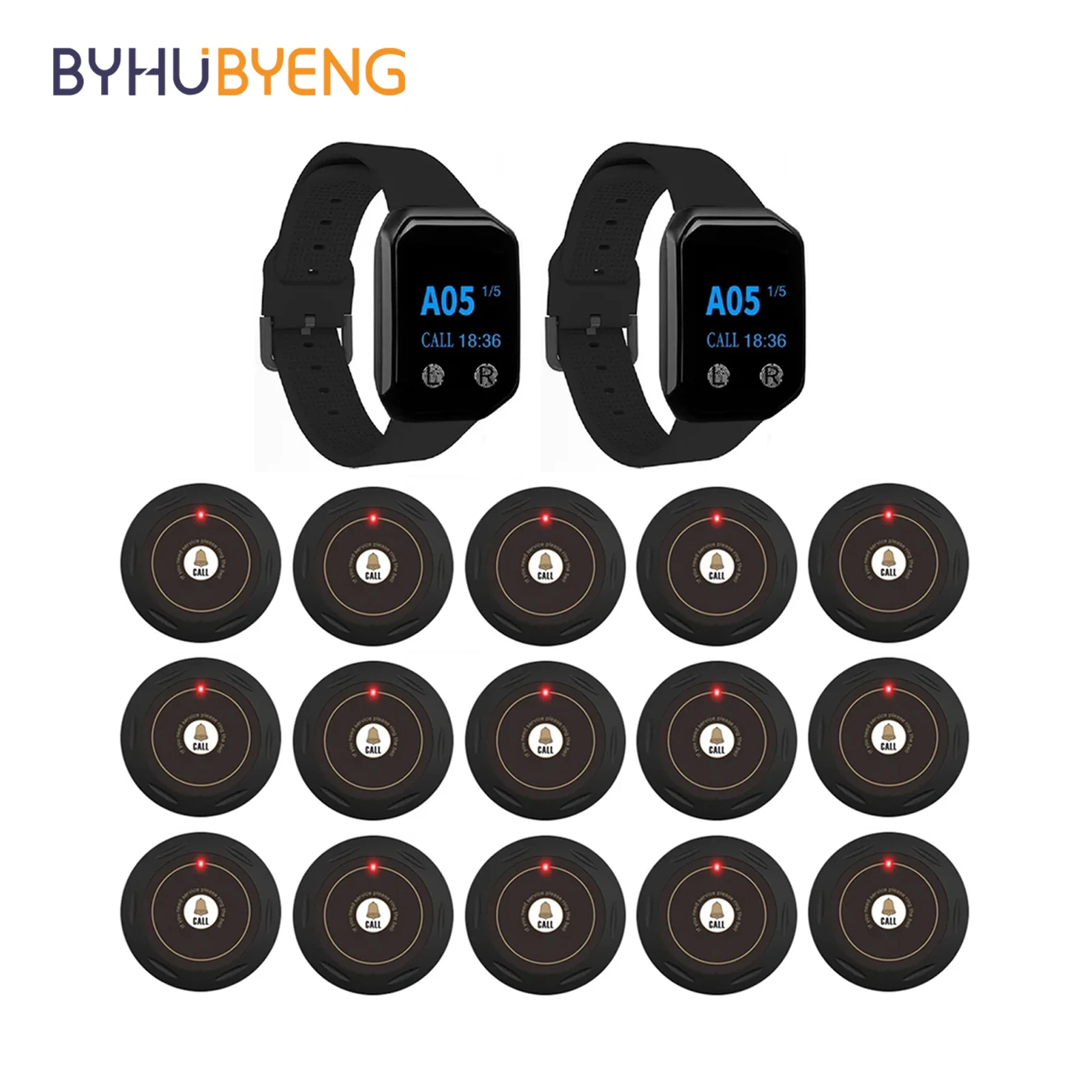 BYHUBYENG Watch Receiver Wireless Calling System Waterproof Rechargeable Waiter Call Restaurant Pager Hookah Cafe Clinic