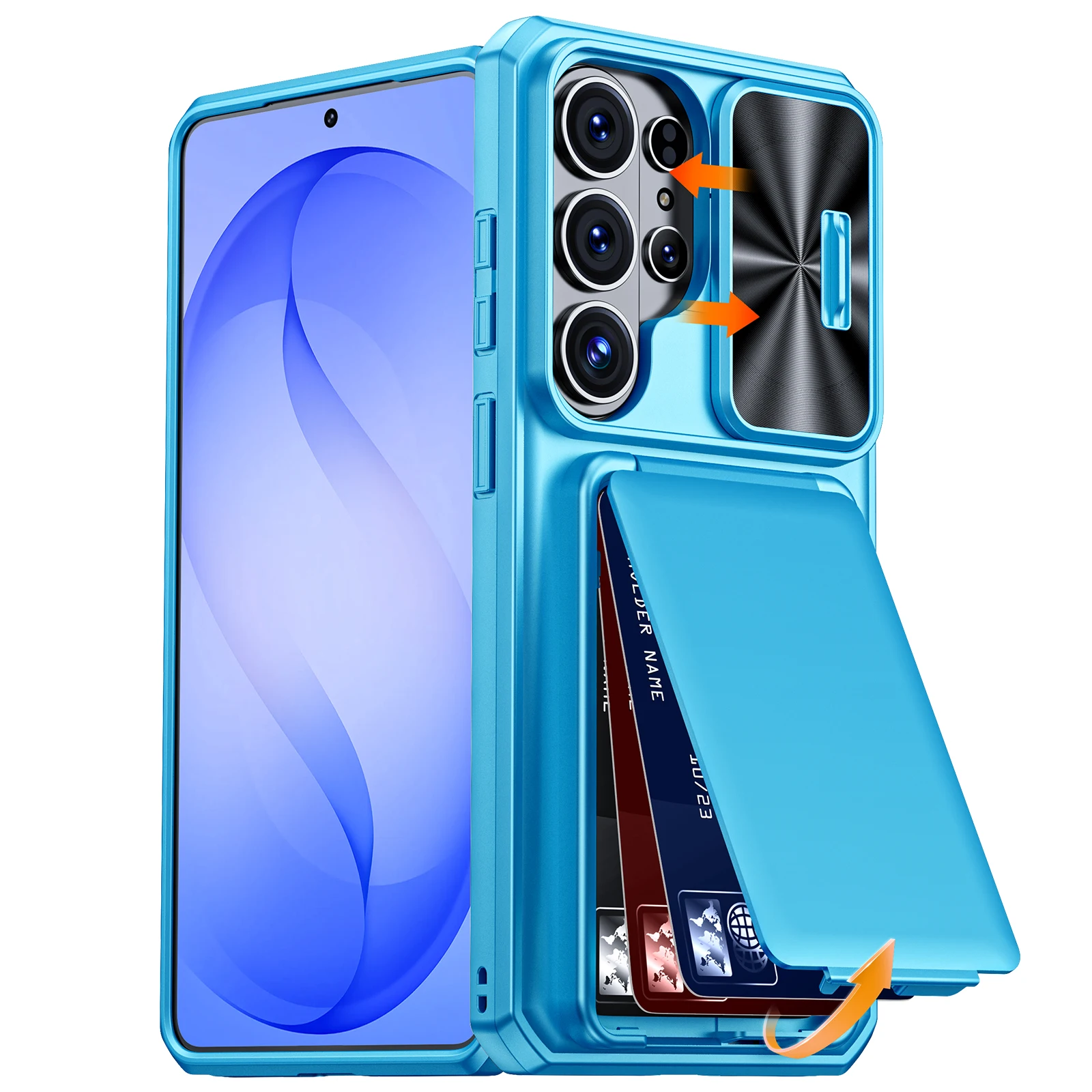 Light Blue Shockproof Phone Case with Camera Holder - Full Coverage TPU Design