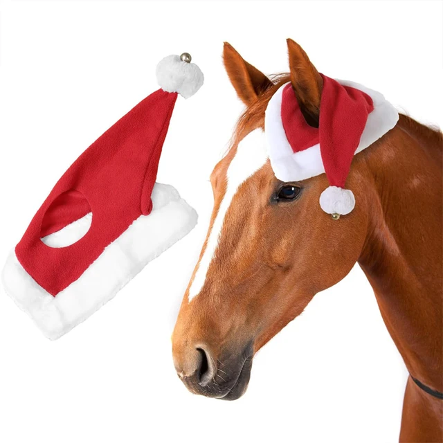 Horse Christmas Hat, Party Hat Holiday Cap Headpiece Headwear Horse Santa Hat Xmas Horse Hat for Cosplay, Christmas Party