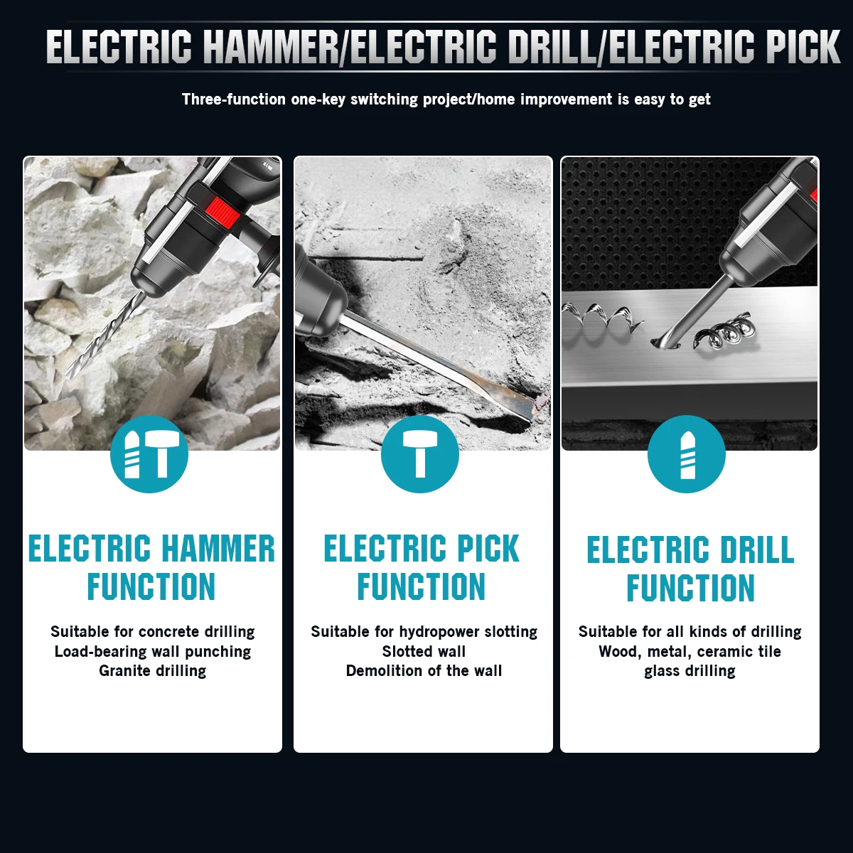 27mm Bürstenlosen Elektrischen Bohrhammer Schlagbohrschrauber SDS Plus Chuck Cordless Power Tools Für Makita 18V Batterie – Detail 4