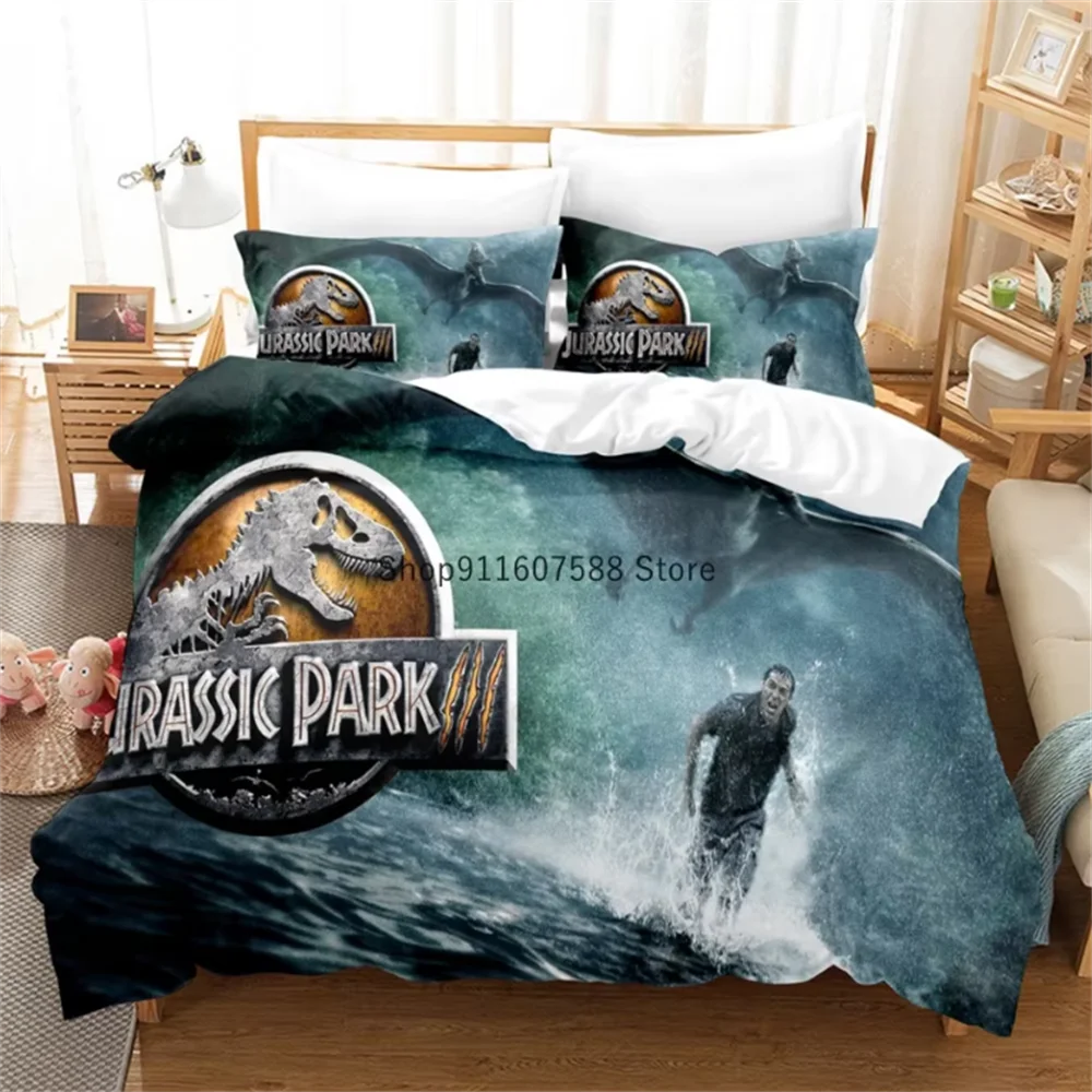 Red Jurassic Park Bedding Set Cartoon Home Textiles For Kids Bed Set Comforter Cover Bedroom Set Queen Dinosaur Duvet Cover 5