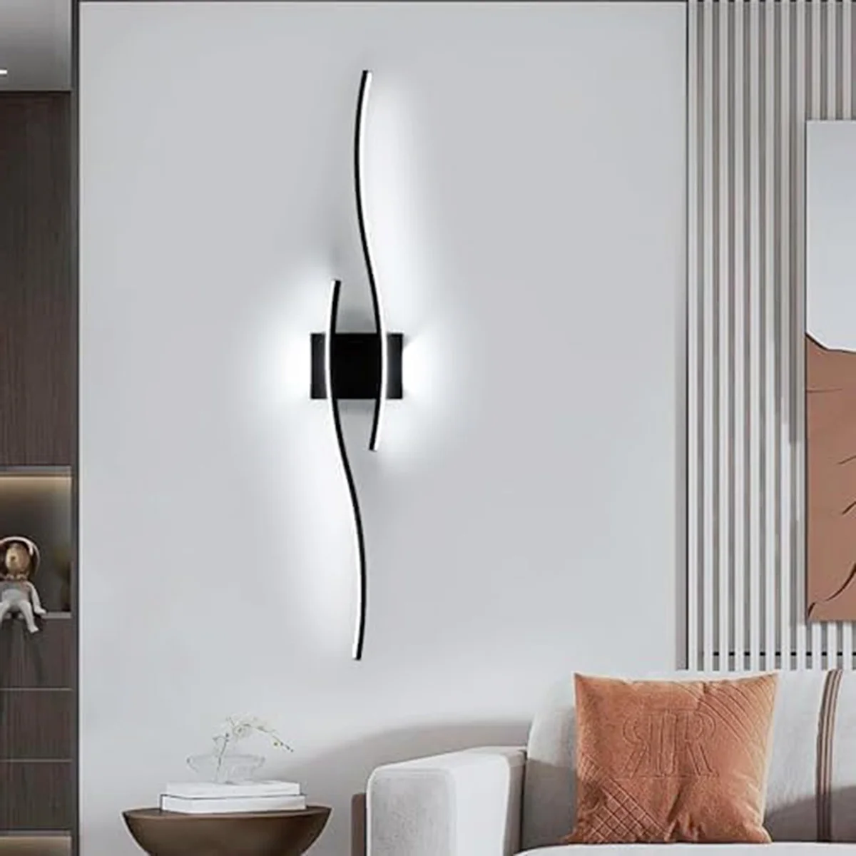 LED Interior Wall Sconce,White Light 6500K Black LED Wall Lamp,Indoor LED Wall Light for Bedroom,Study,Hallway, Stairs