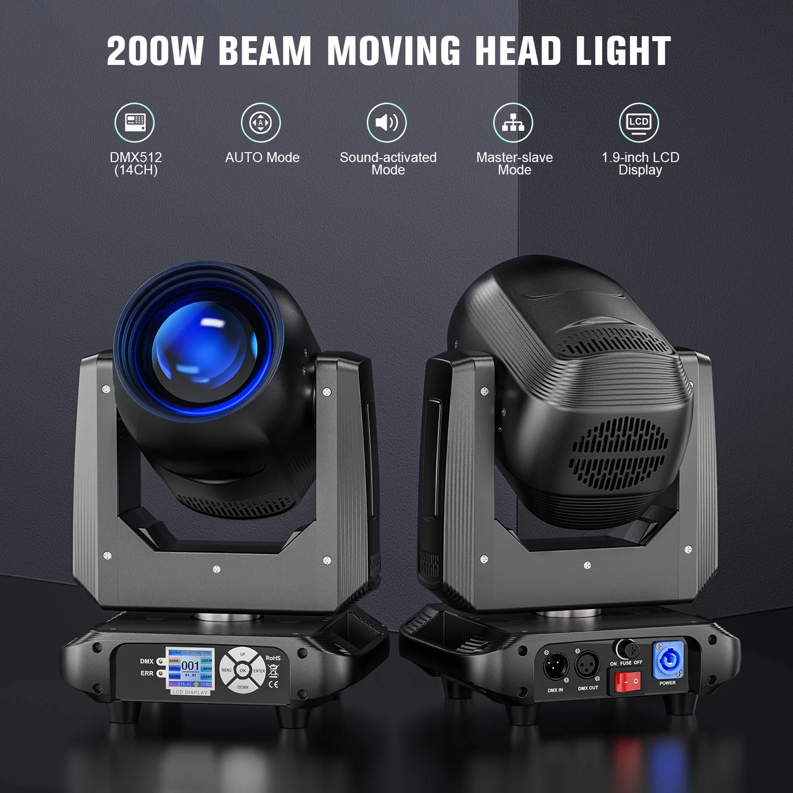 レペゼン　ライブライト LeLeght 200W Moving Head 18-Facet Prism Stage Light 14CH DMX512