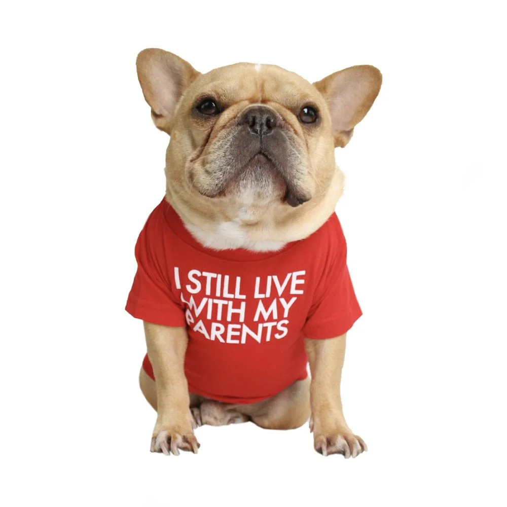 

Live with My Parents Printed Dog T-shirt
