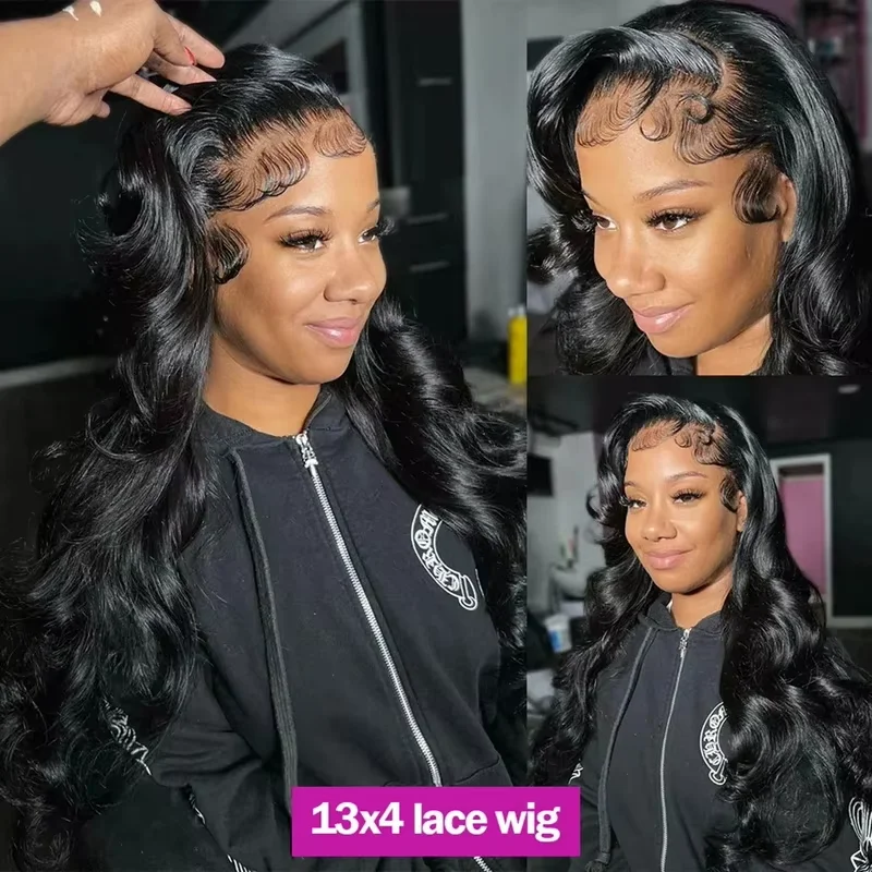 250 Density Body Wave 13x6 HD Transparent Lace Front Human Hair Wigs For Women 30 40 Inch 13x4 360 Lace Frontal Wigs Pre Plucke