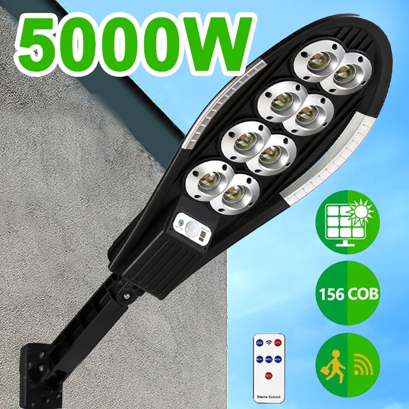 New Solar Street Lamp Outdoor LED Super Bright Waterproof Human Sensing Remote Control COB Projection Lamp Courtyard Lighting 2000w outdoor solar floodlight 1632led high power ultra bright waterproof remote control adjustment spotlight courtyard lighting