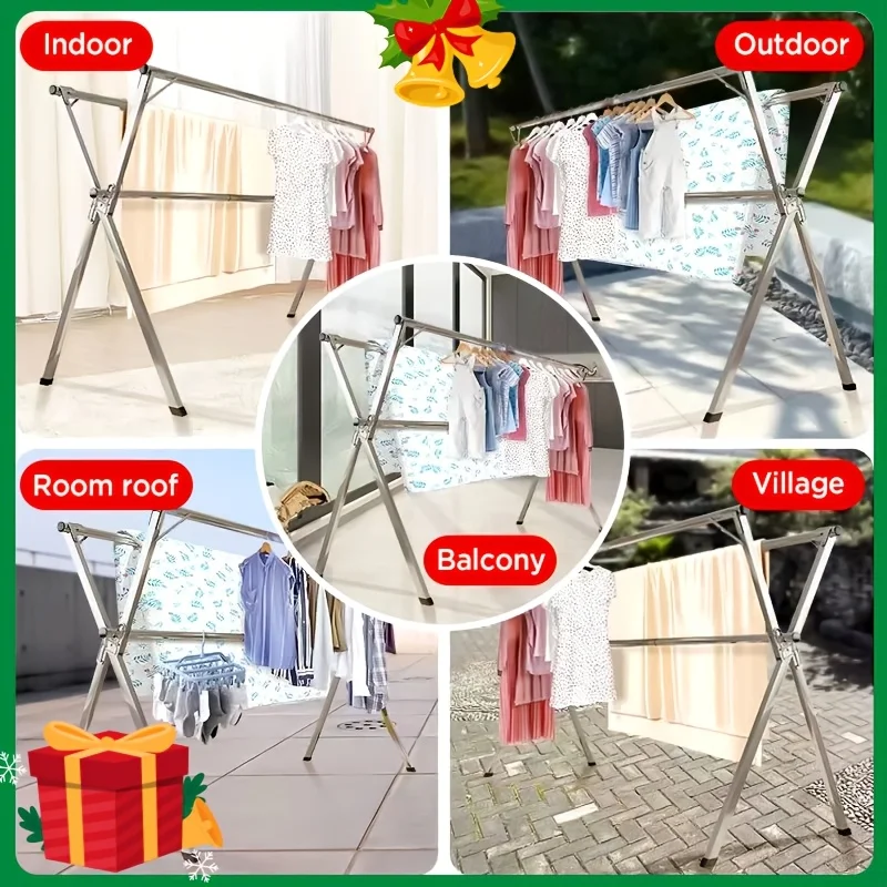 2025 New Layer Clothes Drying Rack with Shoe Storage Shelf–Organizer Shelf,Floor Standing Design for Bedroom,Balcony,or Bathroom 6