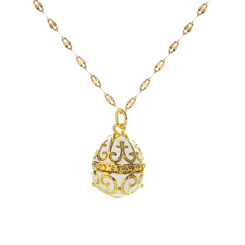 Silverly Collana Con Ciondolo Uovo In Filigrana Floreale | Argento Sterling 925 | Gioiello Pasqua | Catena A Maglie 46 Cm | Regalo Per Donna