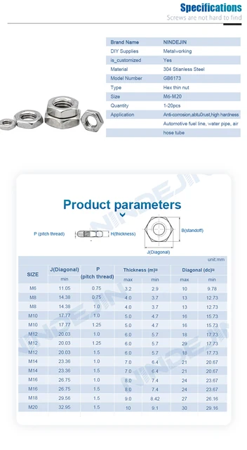 Dado Esagonale M10x1 Ultra Piatto SW12 H.3mm - Zincato, Filettatura Fine, Per Spazi Stretti - Confezione Da 20 Pezzi