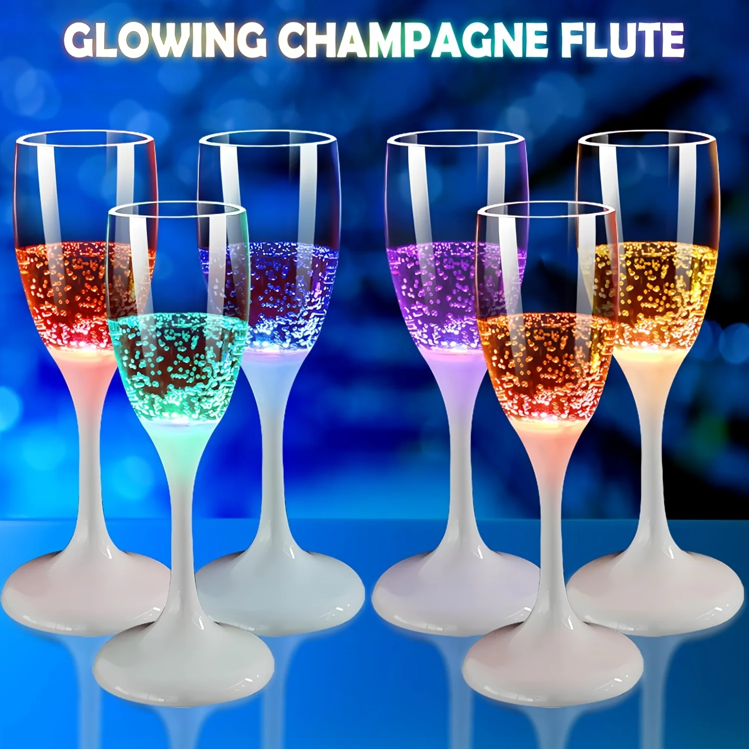 Glowing Shatterproof Champagne Flutes 4