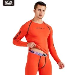 52025 Men Thickened Fleece-lined Thermal Underwear Cotton Viscose Base Layer Soft Warm Comfortable Long Johns Colorful Waistband