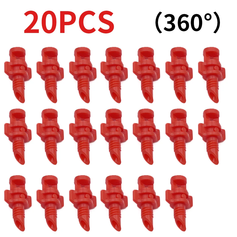 WUJIE 20PCS 90/180/360 Degree Refraction Nozzle Sprinkler Head Thread Connection Garden Irrigation Mist Sprayer for Greenhouse