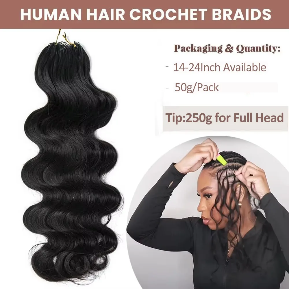 Body Wave Miracle Knots Crochet Human Hair For Braiding Boho Braids 100% Raw human hair Extensions Feathered Human Crochet Hair 6