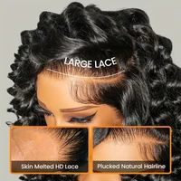 Perruques Lace Front 13x6 en cheveux humains, densité 250, ondulations profondes lâches, 38 40 pouces, bouclées, ondulations Water Wave, HD, Perruque Lace Frontal 13x4, brésiliennes noires 4