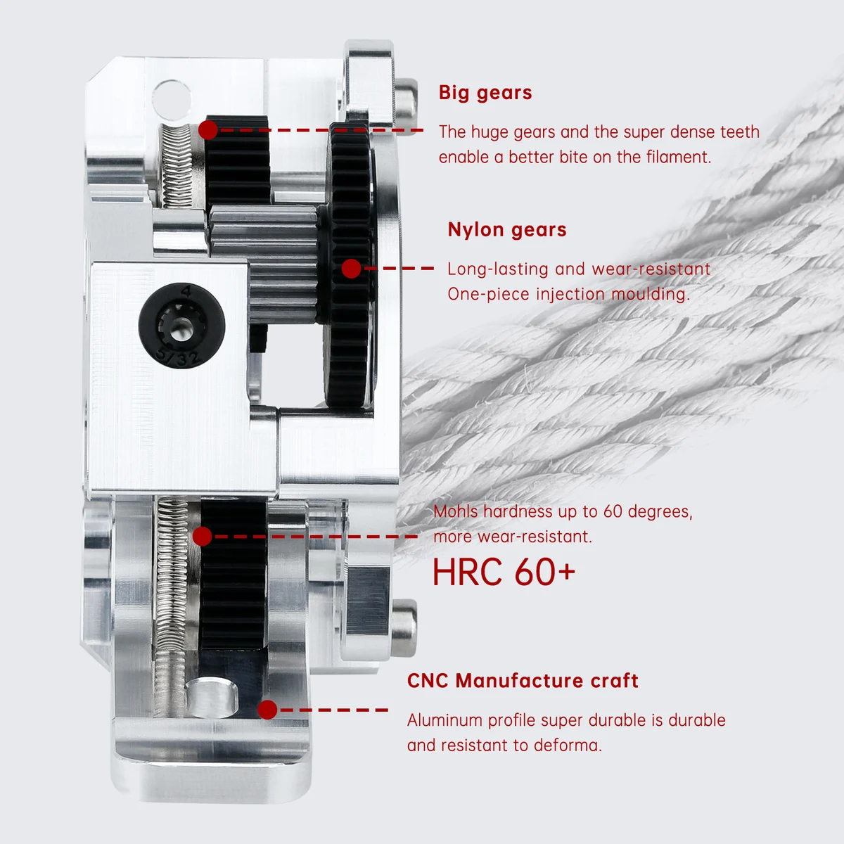 Twotrees HGX-LITE-Extruder Dual Gear Extruder 3D Printer Parts All Metal High Quality Hardened Steel Reduction Gear Extruder — view 5