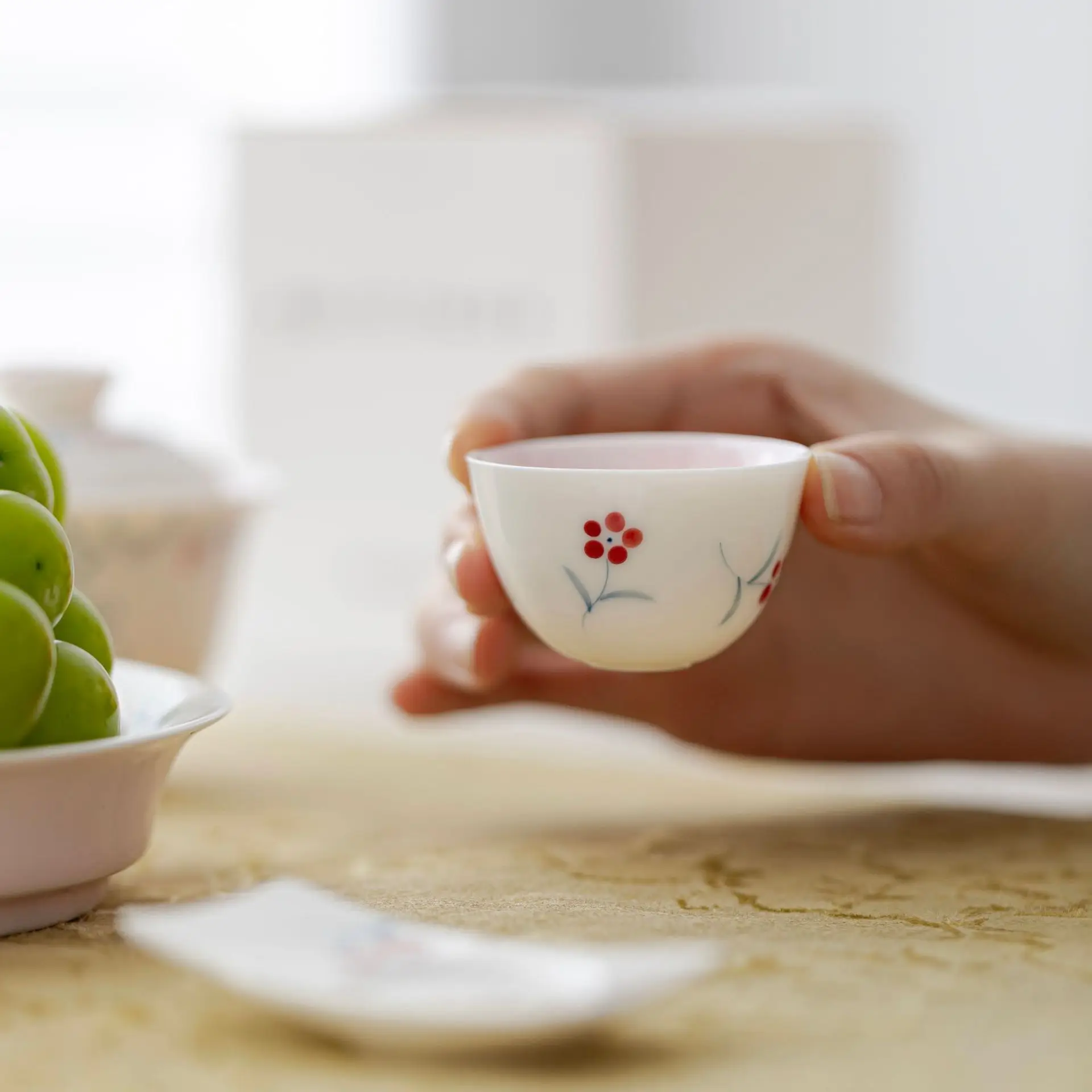90ml Hand Painted Rabbit Gaiwan Set For Tea Chinese Small Tureen Pink Tea Bowl Kung Fu Chawan Cups Lily Deng's Store