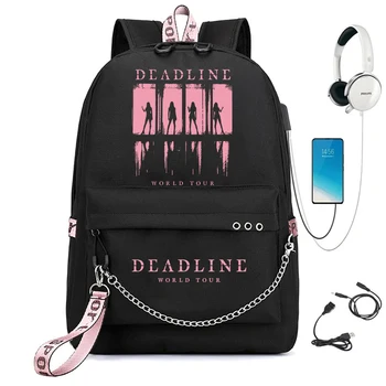 Zaino Pink Deadline World Tour 2025 Zaini a spalla regolabili da viaggio alla moda per ragazze da donna 1