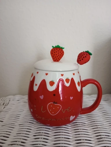Cute Strawberry Ceramic Mug, customer photo