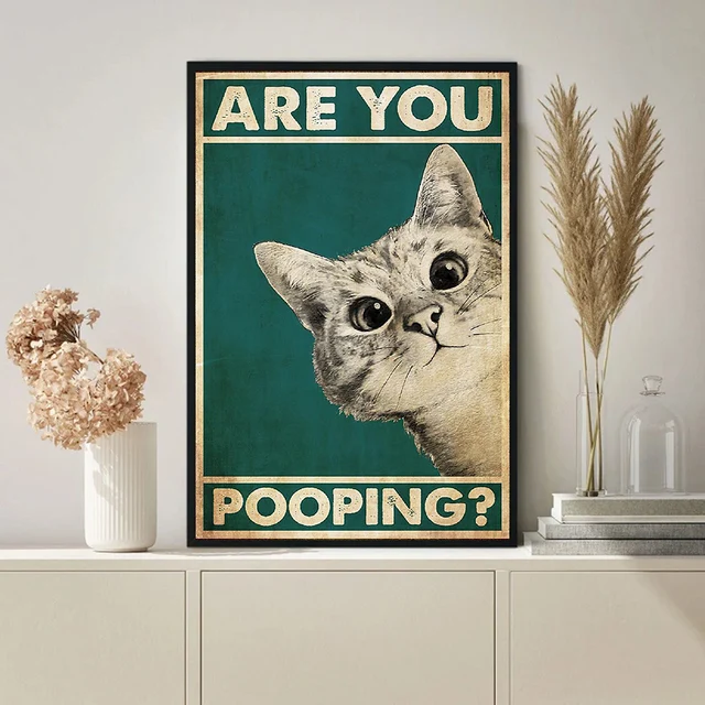 Affiche de salle de bain dr le signe de salle de bain impression sur toile chat