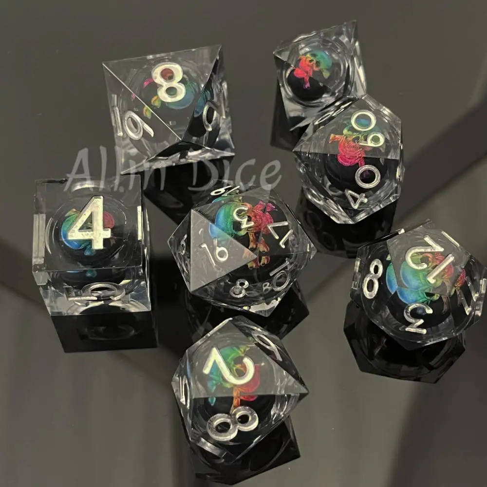 Dnd 게임용 송진 주사위 키트, 다면체 날카로운 가장자리 주사위 세트, 역할 놀이 주사위, DND 선물, 던전 보드 게임용 RPG 주사위