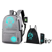  New School Backpack for Boy Girls Anime Cartoon Luminous Children's Bags Anti-Theft Bookbag Daypack Shoulder Rucksack Laptop Bag 