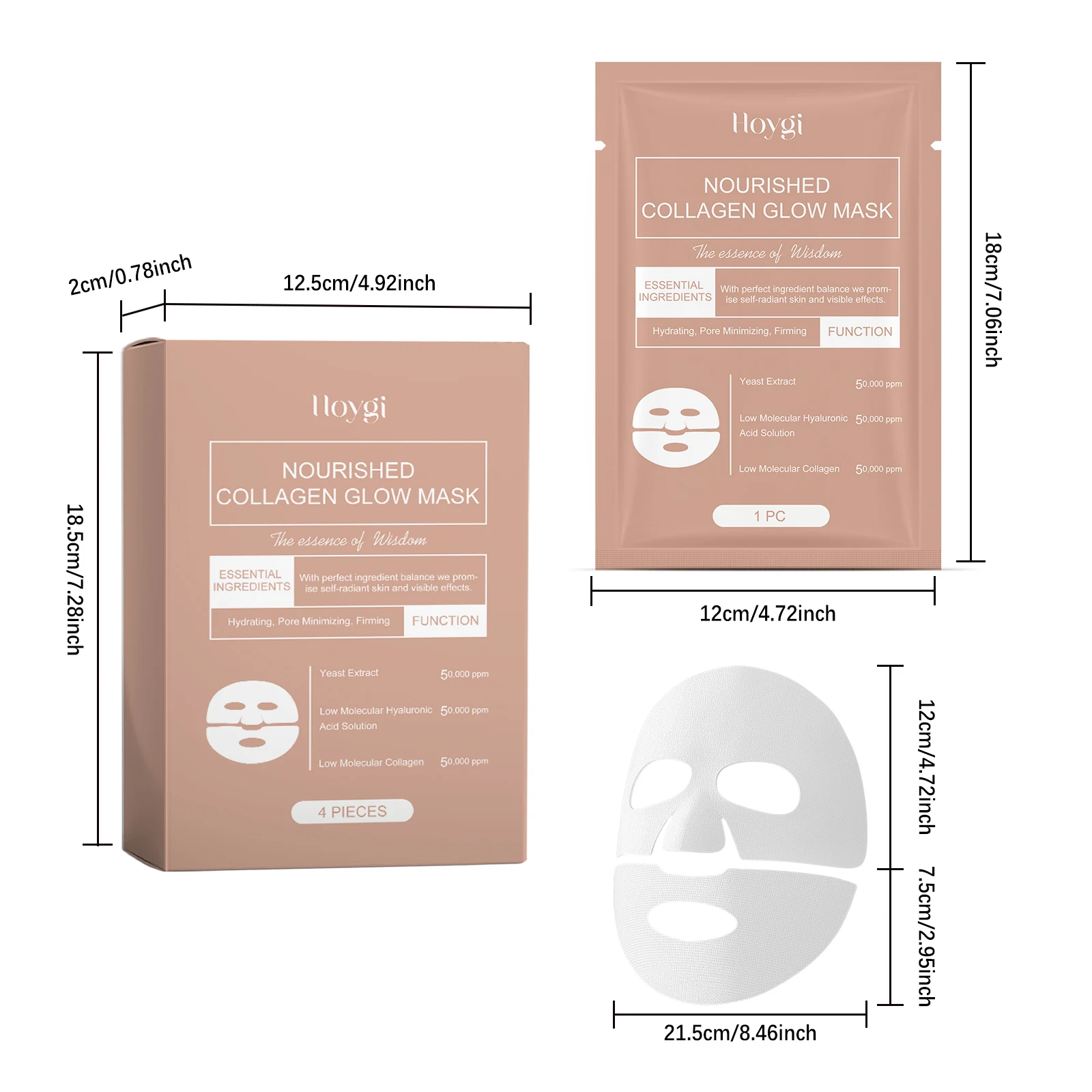 Hoygi Collagen Face Mask Gentle Moisturizing Improve Skin Texture Enhance Skin Elasticity Reduce Dryness Smoothing Facial Mask