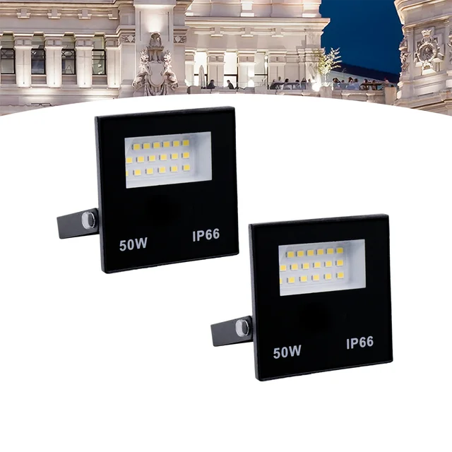 Kit 2 Refletor Led 50w Holofote Bivolt Prova Dágua Ip66 Cor De Luz Branco Frio