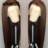 Wow ange couleur marron chocolat 13x6 HD dentelle avant perruque droite perruques sans colle perruque de cheveux humains Weargo perruque fondre peau pour femme 6