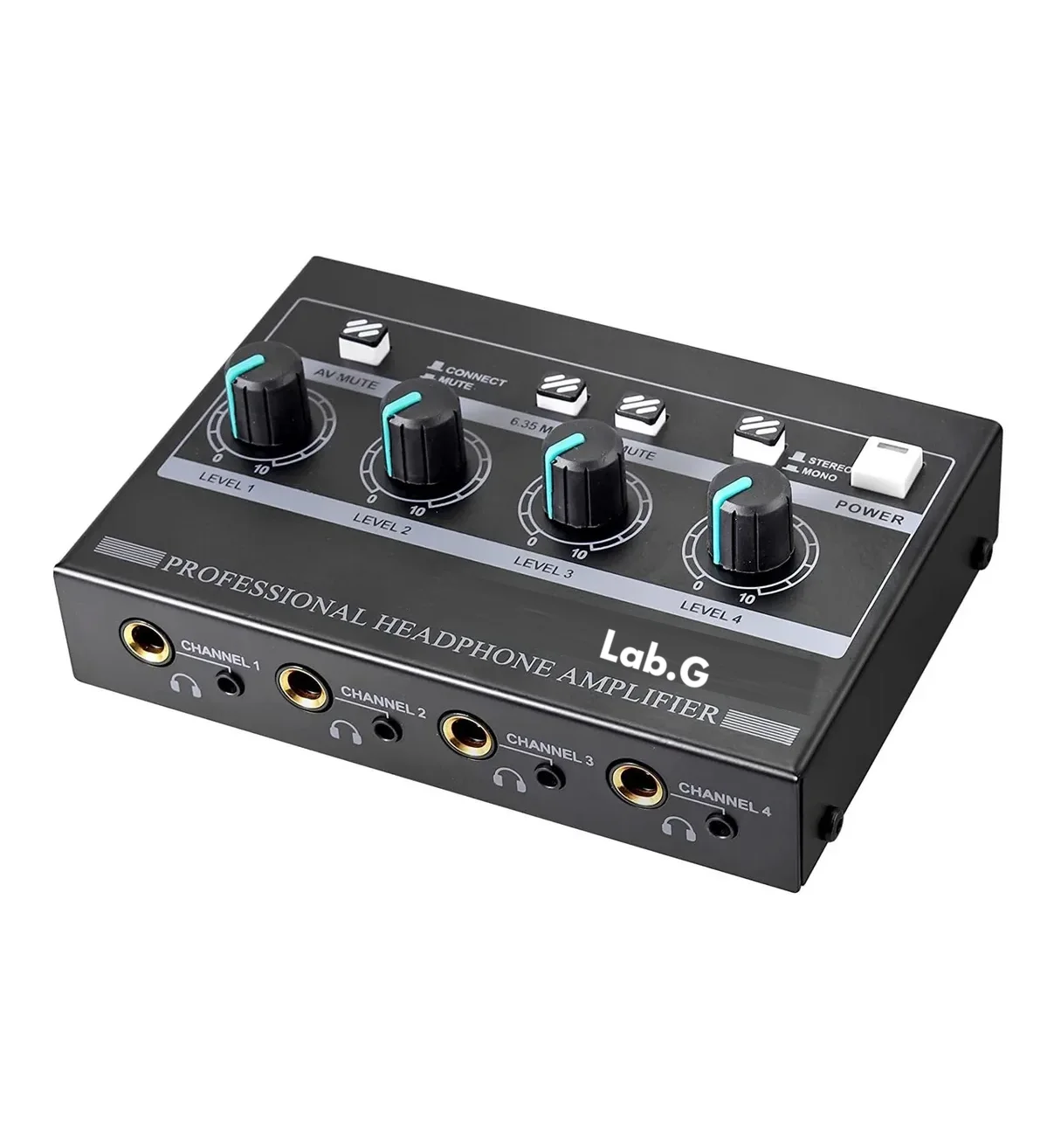 Amplificador De Audífonos Amp-14 De 4 Lab.G Canales Estéreo Negro
