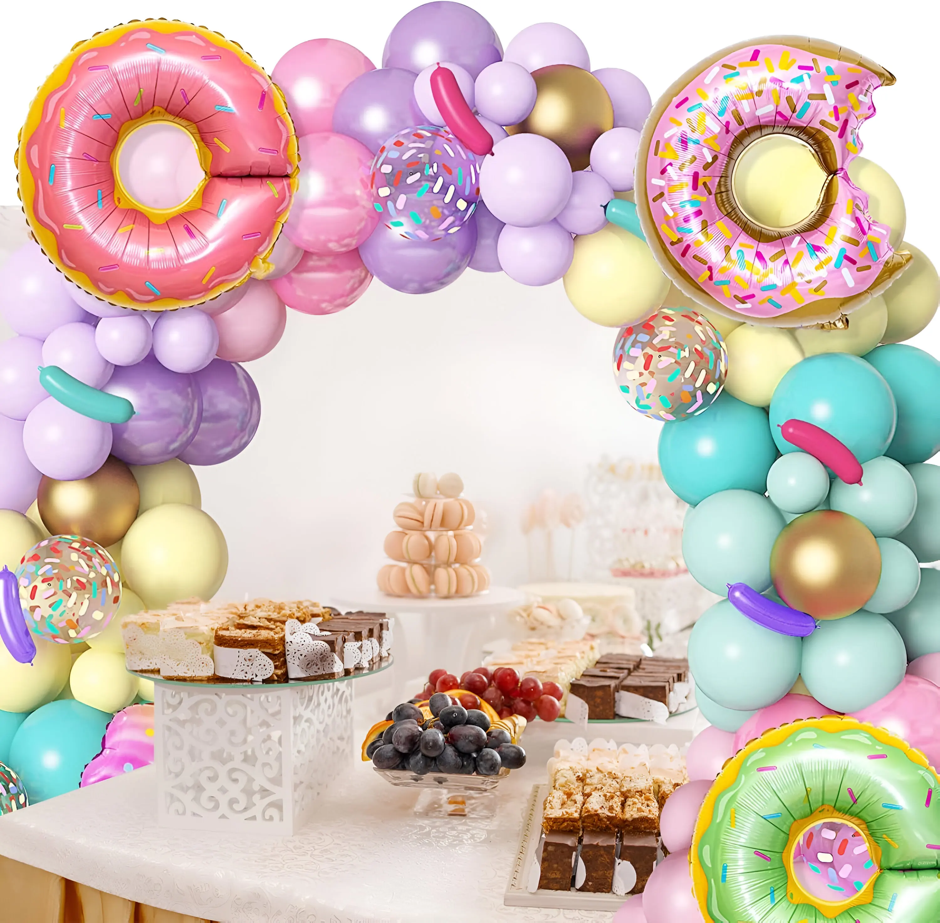 Globos Metálicos Cumpleaños Rosquillas Y Helado Kit De Decoración Donuts para Fiesta de Cumpleaños