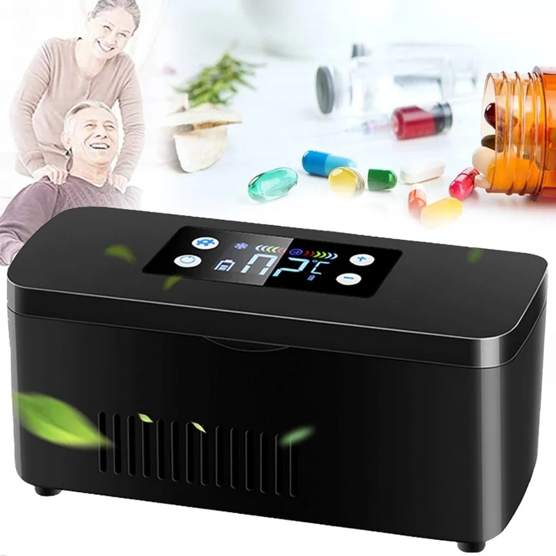 Mini Insulin Fridge Portable Drug Cooler Case with Rechargeable Battery LCD Display 0-18℃ Adjustable for Travel Medicine Storage