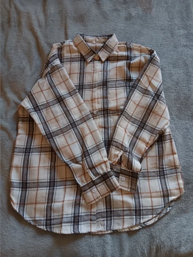 2023 New Fashion Loose Womens Plaid Shirt Fresh College Style Design Blouses And Tops Long Sleeve Casual Female Checked Clothes photo review